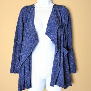 EPIC THREADS sz L blue waterfall lapel cardigan